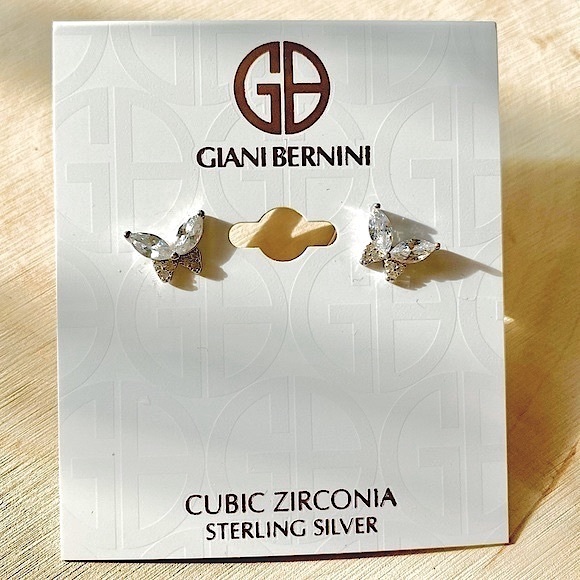 Giani Bernini Sterling Silver Crystal Butterfly Stud Earrings - Picture 2 of 7